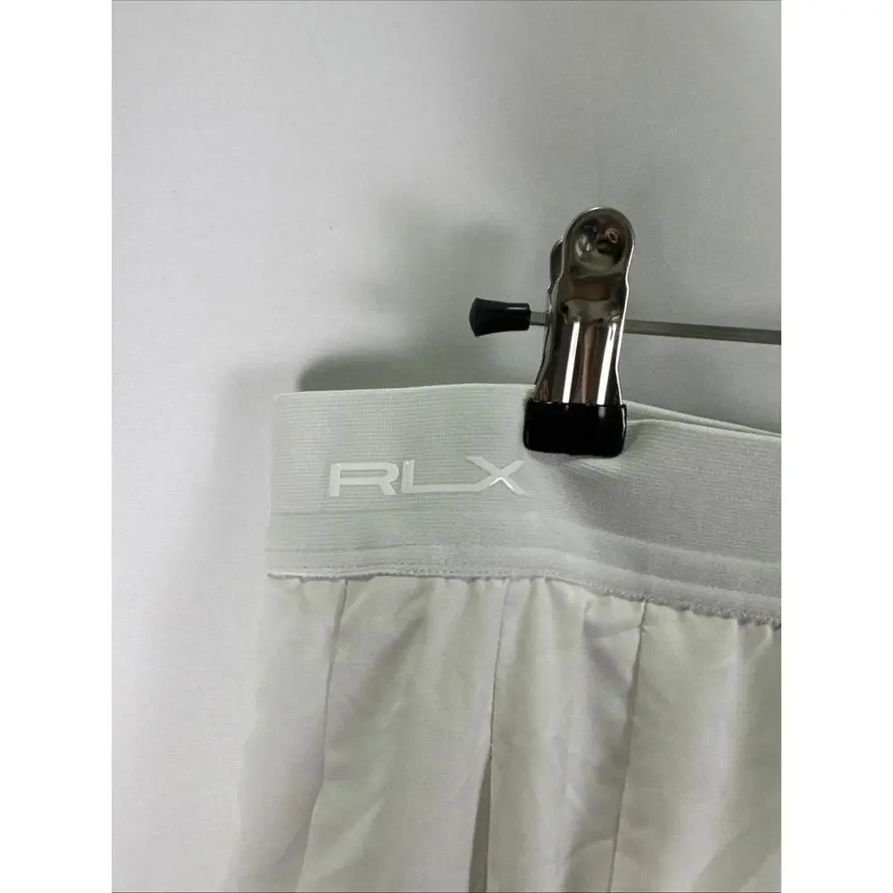 Polo Ralph Lauren White Stretch High-Waisted Pleated Skort Size L with Stain